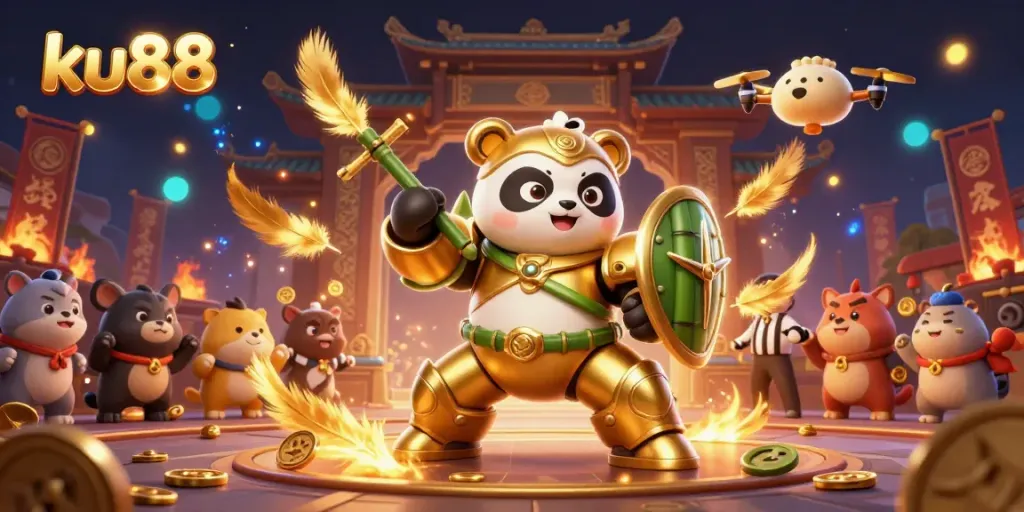 Experience thrilling gameplay at ku88 with a vibrant fighting arena featuring animated characters.