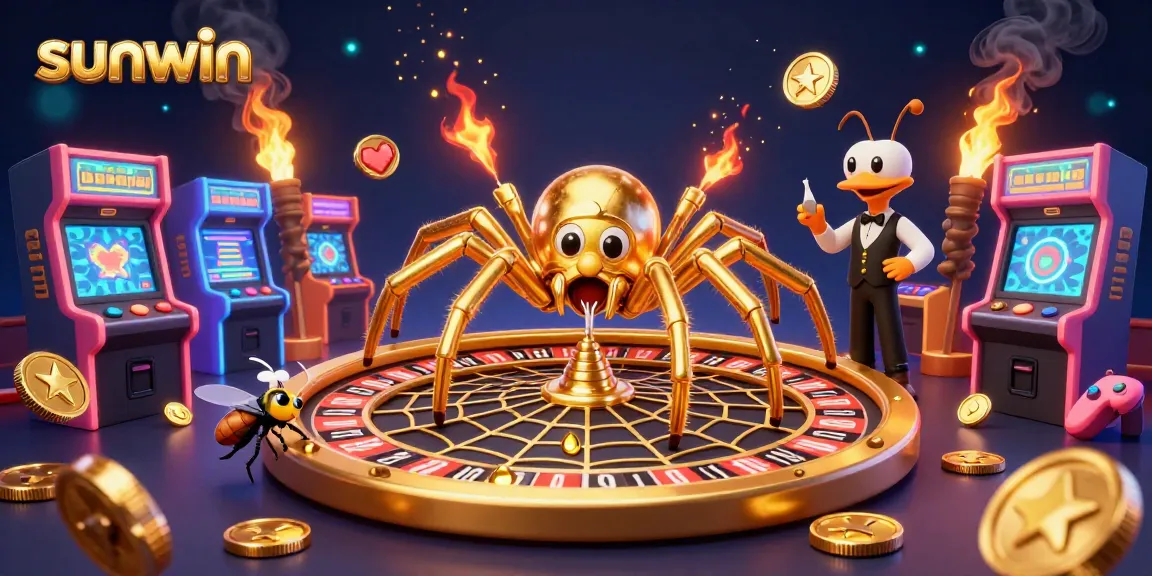 Experience thrilling gameplay at sunwin with a dynamic golden roulette web, arcade games, and vibrant characters.