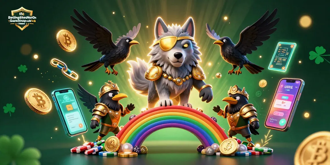 The BettingSitesNotOnGamStop.uk team showcases a vibrant 3D scene celebrating online gambling with crypto elements.